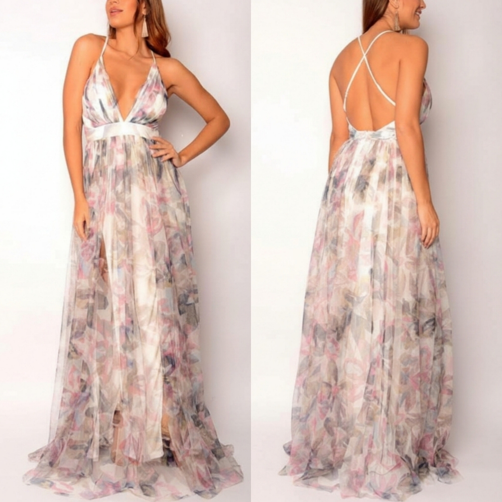 Sz S Luxxel Colourful Tulle Long Prom Dress Evening Gown